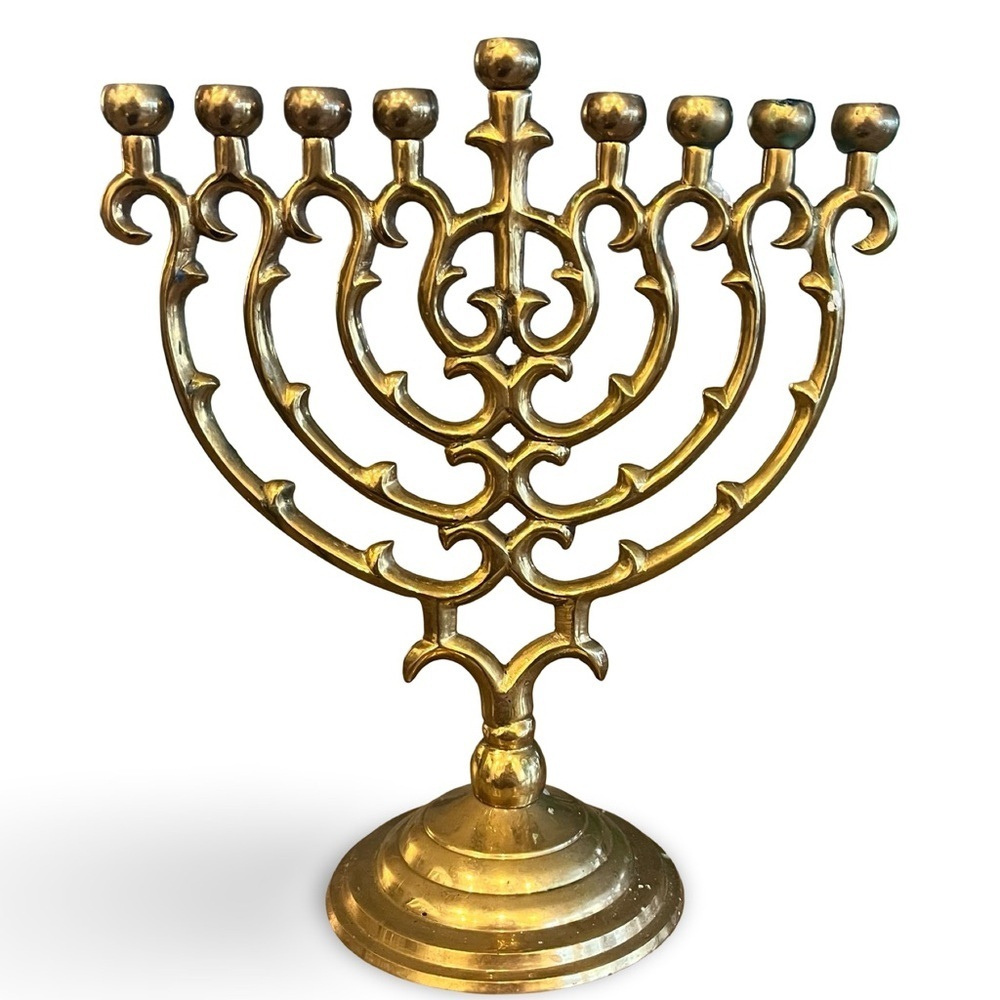 Vintage Solid Brass Hanukkah Menorah